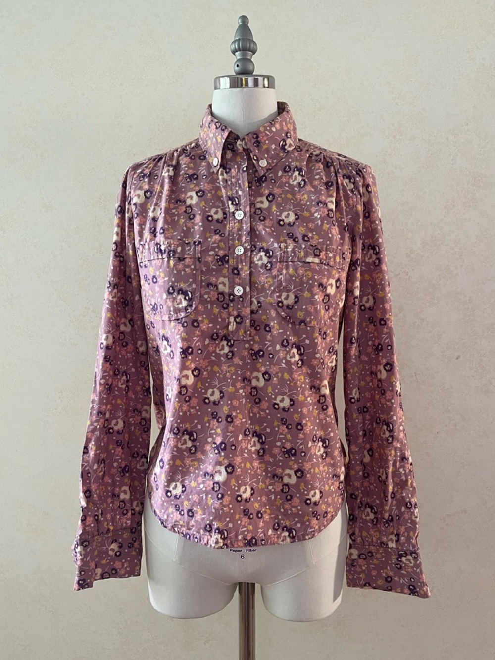 Marc Jacobs Micro Floral Lavender 1/2 Button Long Sleeve Pocket Japan Import